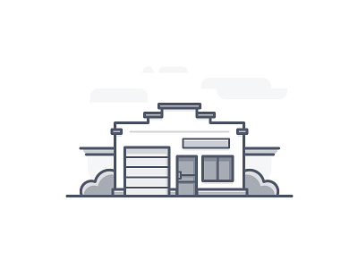 Little Servce Station building cloud daily challenge icon tree vector