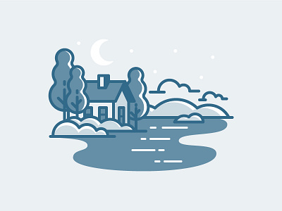 Sweden building cabin cloud home illustration lake tree vector