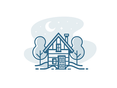 Cabin building cloud house icon illustration tree vector