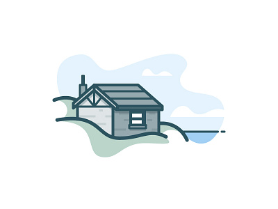 Fishermans Hut home house icon illustration lake vector