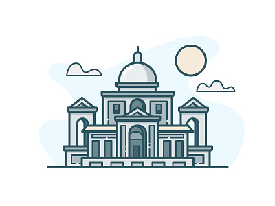 Santuario Madonna building clouds illustration italy landmark sun vector