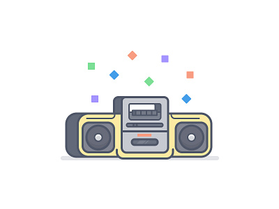 Sony Boom Box icon illustration mega bass stereo tape player vector