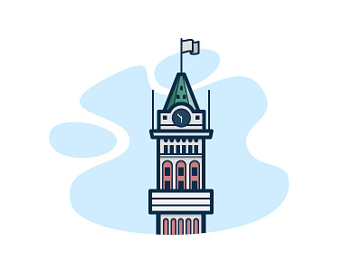 Tribune Tower building icon illustration oakland vector