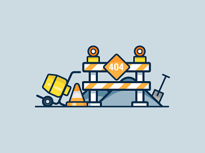 Work Site 404 icon illustration shovel vector