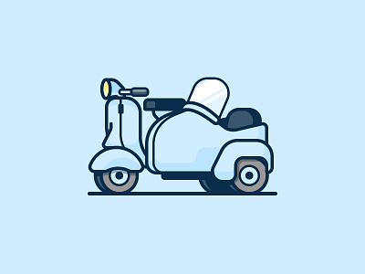 Vespa 🇮🇹 icon illustration scooter sidecar vector