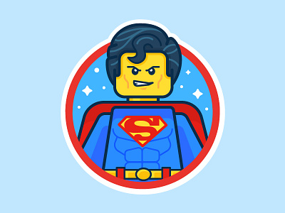 Superman comic icon illustration lego magnet sticker vector