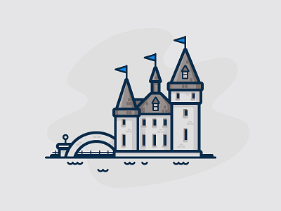 Bolt Castle icon illustration lake vector