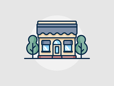 Cafe Icon building icon illustration tree vector