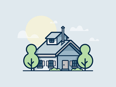 Cabin home house icon illustration moon tree vector