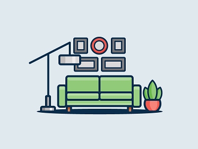 Living Room couch home house icon illustration light plant sofa vector