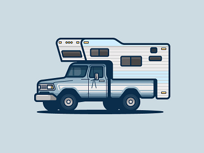 Pick Up auto camper camping car ford icon illustration vector