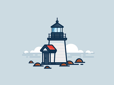 Brant Point Lighthouse clouds home house icon illustration lake rocks vector