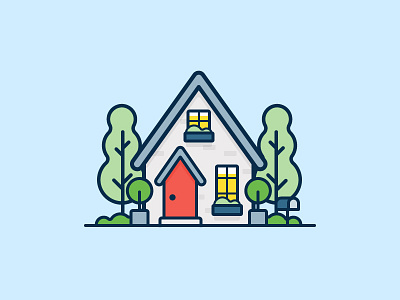 Tiny House home house icon illustration mailbox plant tree vector