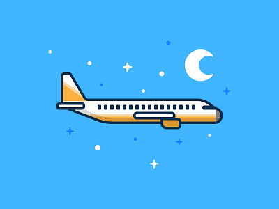 Airplane icon illustration moon star vector