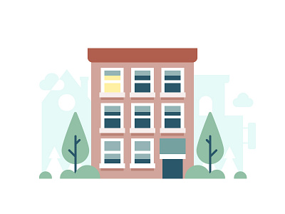 Buildings building clouds house icon illustration vector