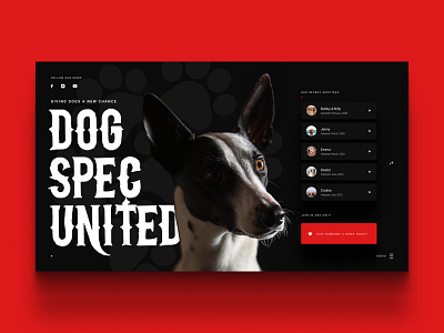 Dog Spec United Website Concept color dark dark theme dark ui design figma minimal ui uidesign ux
