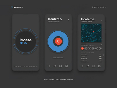 Dark UI/UX App Concept (REUPLOAD) - LocateMe.