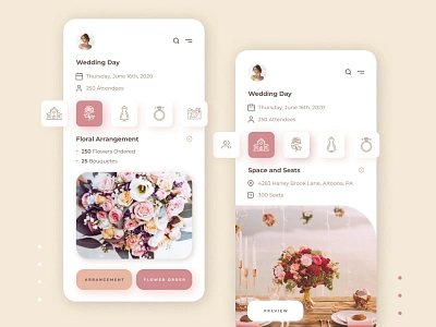 Wedding Planner - Crest app branding color dailyui design figma minimal pastel ui ux wedding