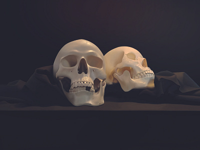 Skulls on black drape
