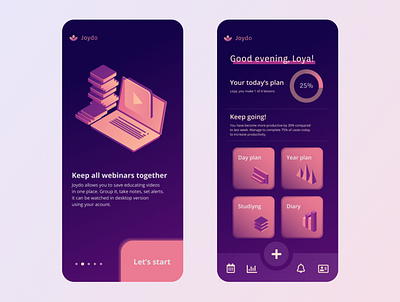 Joydo - education app app design app ui mobile mobile app mobile app design mobile design mobile ui neon colors neon light pink design pink ux typography ui design uiux ux design uxdesign