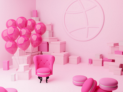 Pink Macarons for Dribbble! Thank's for the invite.