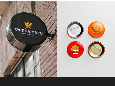 True Chicken - Brand Identity Signage & Pins brand logo pins signage
