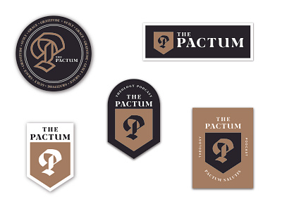 Pactum Sticker Pack blackletter design illustration monogram monoline podcast logo reformed series sticker pack stickers swag swag design theology typography