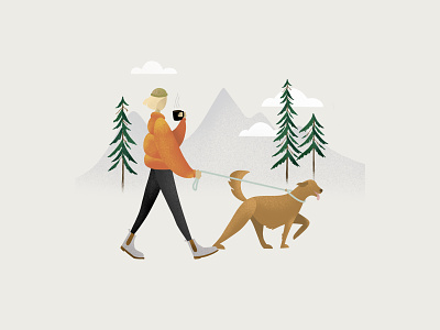 PNW + Pup Pt. 2 adventure digital illustration dog explore forest illustration mountains nature pnw pup trees walking