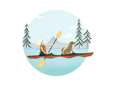 Kayak Pup adventure digital illustration dog forest illustration kayak lake nature pnw pup sports water