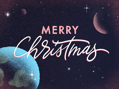 Merry Christmas design handlettered holiday illustration joy lettering merry christmas monoline planet procreate sans serif script sermon series space stars texture typography universe world xmas