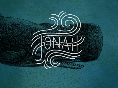 Jonah_v3 bible biblical handlettered lettering logo monoline script series sermon story water wave