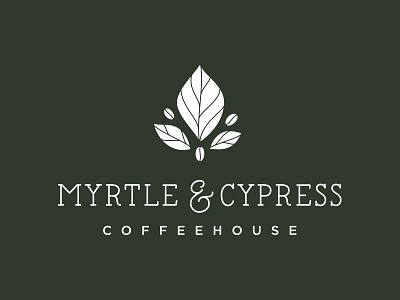 Myrtle & Cypress brand coffee handlettered leaves lettering logo monoline typography