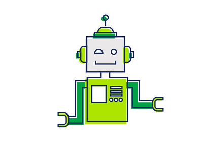 Robot automate buttons friendly illustration monoline robot robotics smile technology