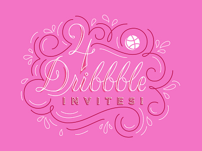 INVITES calligraphy design dribbble dribbble best shot dribbble invite flourish handlettered handlettering illustration invite lettering monoline pink script splash typography
