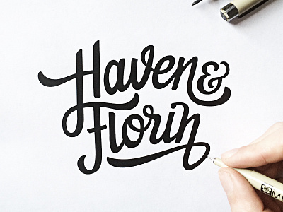 Haven & Florin brush calligraphy font hand drawn hand lettering logo logotype pencil sketch type typeface typography