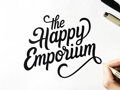 The Happy Emporium brush calligraphy font hand drawn hand lettering logo logotype pencil sketch type typeface typography