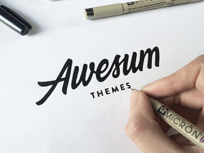 Awesum Themes brush calligraphy font hand drawn hand lettering logo logotype pencil sketch type typeface typography