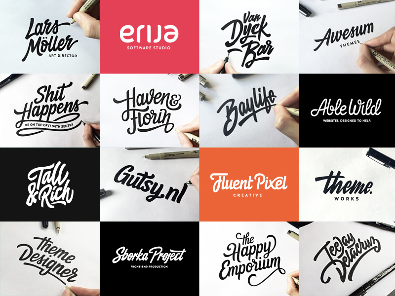 Lettering & Logotype Vol.2 hand drawn brush sketch calligraphy typography logotype logo hand lettering font type typeface pencil