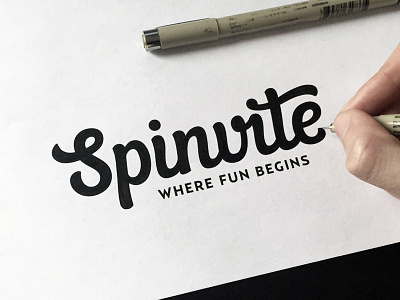 Spinvite - Where Fun Begins brush calligraphy font hand drawn hand lettering logo logotype pencil sketch type typeface typography