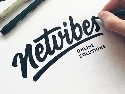 Netvibes brush calligraphy font hand drawn hand lettering logo logotype pencil sketch type typeface typography