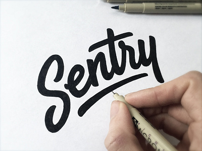 Alternative logotype for Sentry brush calligraphy font hand drawn hand lettering logo logotype pencil sketch type typeface typography