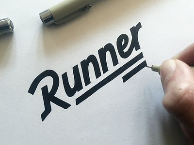 Runner, shirt lettering calligraphy hand drawn hand lettering lettering logo logotype pencil sketch type typography word mark wordmark