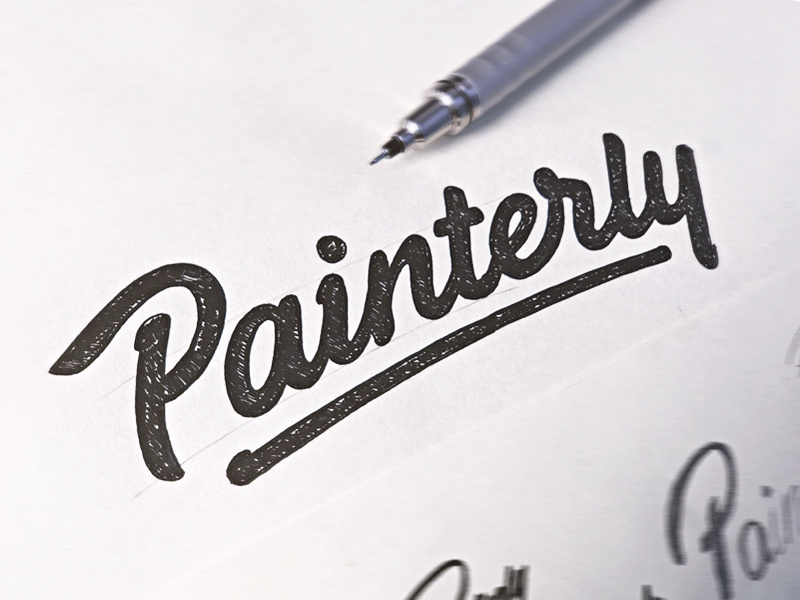 Painterly - Sketch hand drawn brush sketch calligraphy typography logotype logo hand lettering font type typeface pencil