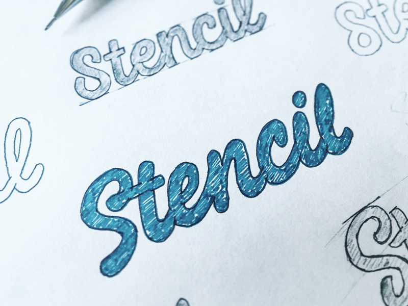 Stencil - Process pencil typeface type font hand lettering logo logotype typography calligraphy sketch brush hand drawn