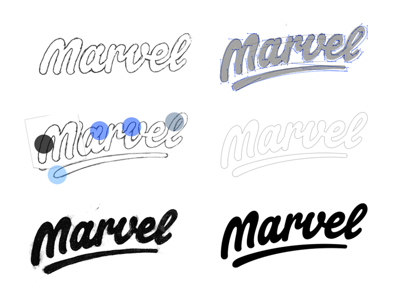 Marvel - An insight into my Process word mark type typograpy wordmark lettering sticker logotype logo