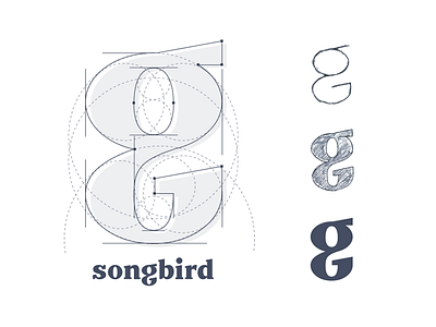 The G from Songbird. branding grid identity lettering logo logo type script serif word mark