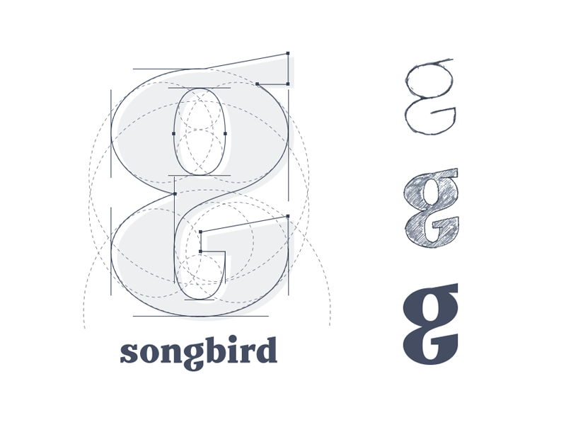 The G from Songbird. grid logo branding serif logo type lettering script word mark identity