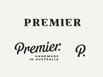 Premier branding grid identity lettering logo logo type script serif word mark