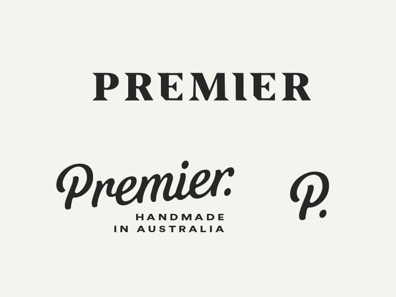 Premier grid logo branding serif logo type lettering script word mark identity