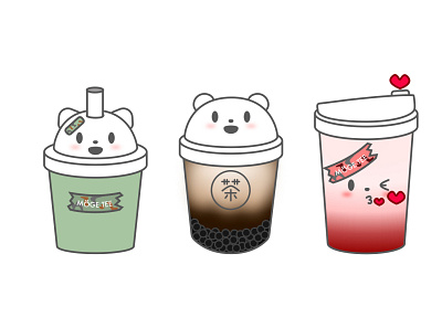 Moge Tee boba tea bubble tea illustration matcha